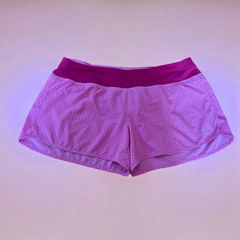 Nike Dri-FIT, Running Shorts Women’s, Size L, Purple Geometric 🏃♀️➡️